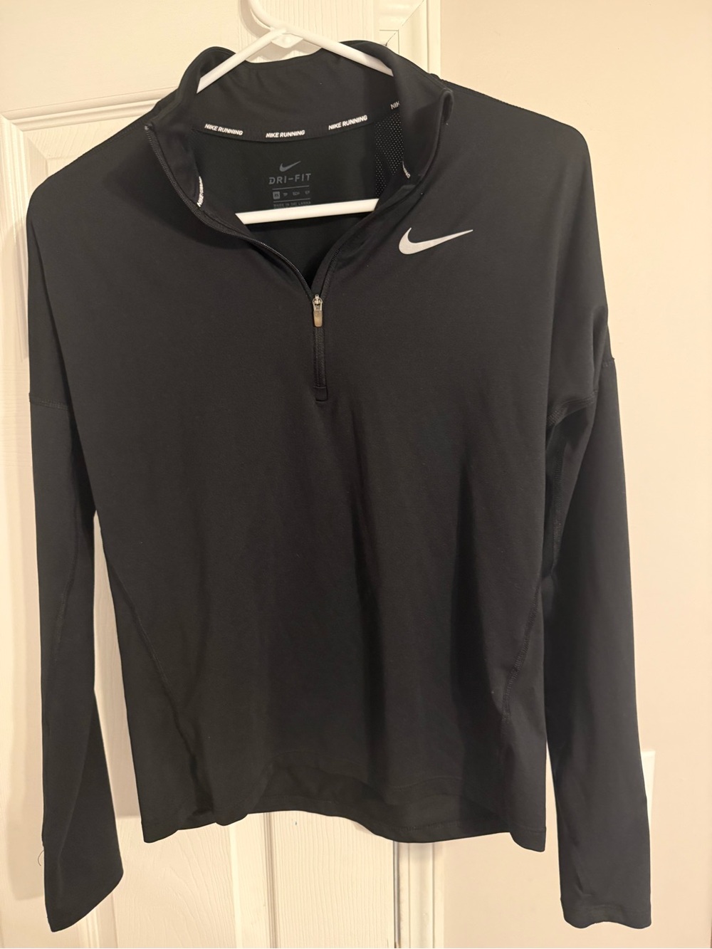 Nike Black Dri-FIT Running Top with White Logo XS